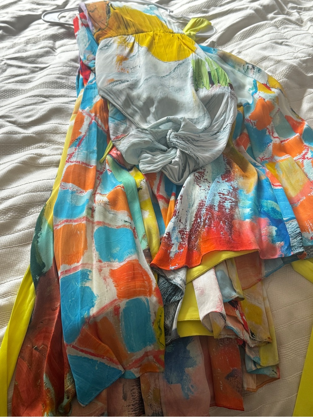 Alice + Olivia One-Shoulder Watercolor Floral Maxi Dress with Yellow Sash - Picture 2 of 3